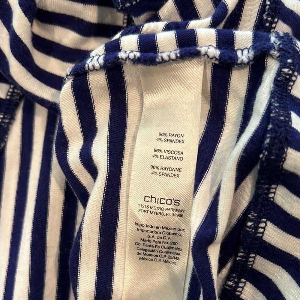 Chico’s Blue and White Sleeveless A-Line Dress - Picture 6 of 6